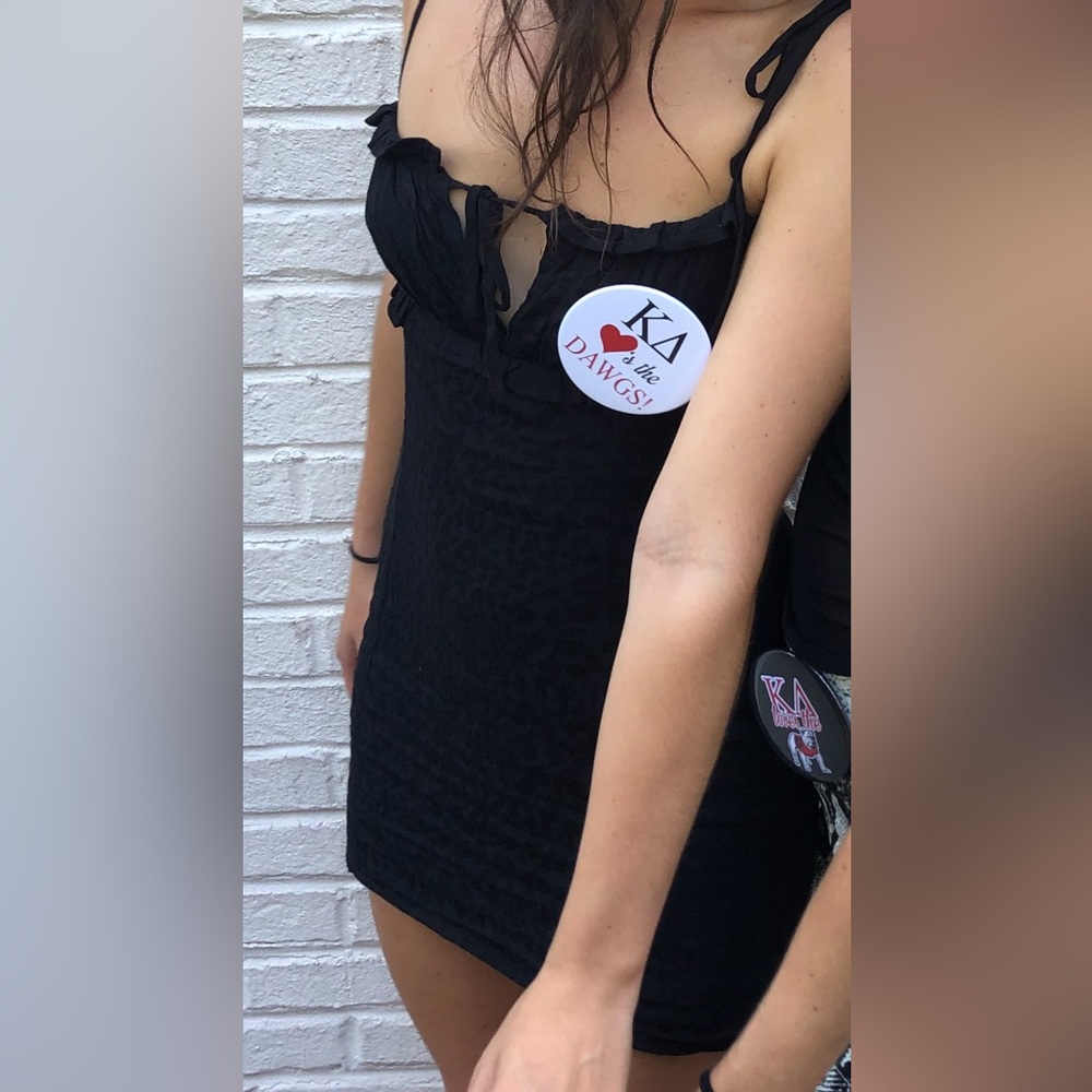 Skylar + Madison Black mini dress with subtle cheetah print